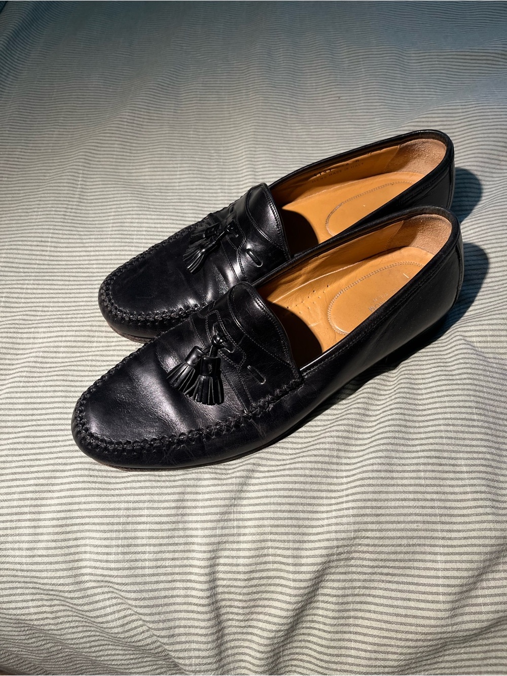 Men's Black Leather Tassel Loafers